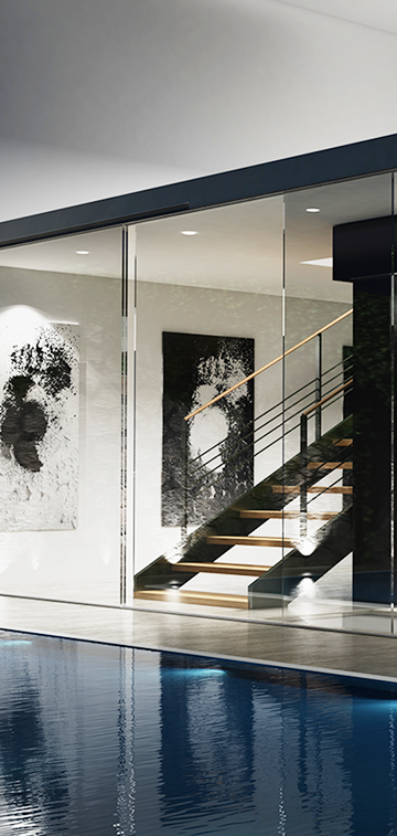 プールや絵画がある富裕層の家